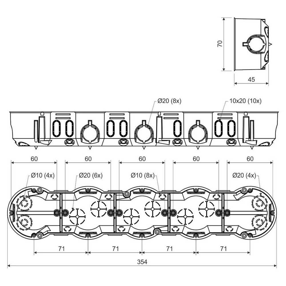 Коробка інсталяційна 5-на KOPOS для гіпсокартону ( KP 64/5L_NA )