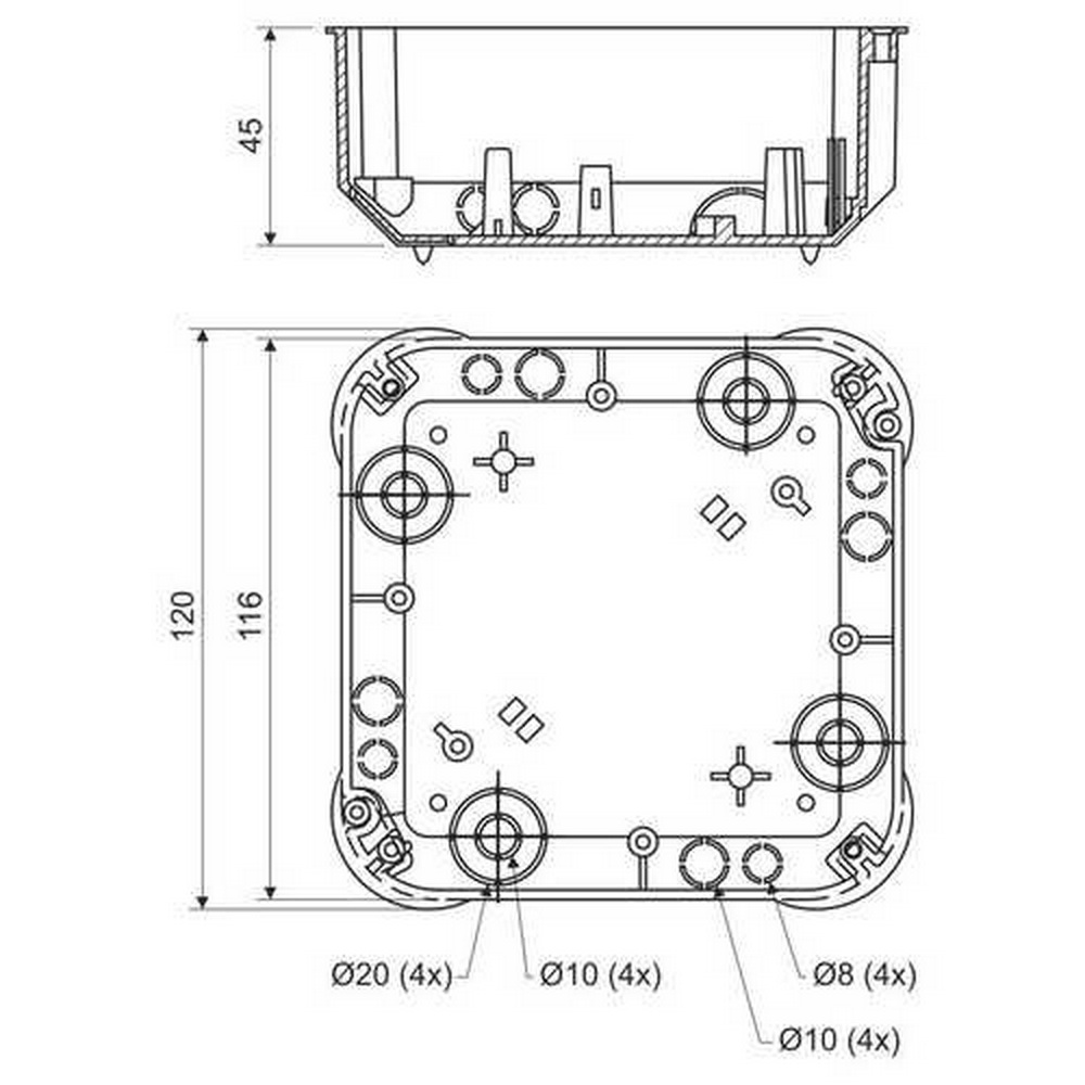 Коробка розподільча Kopos 115х115х45 ( KO 110/L_NA )