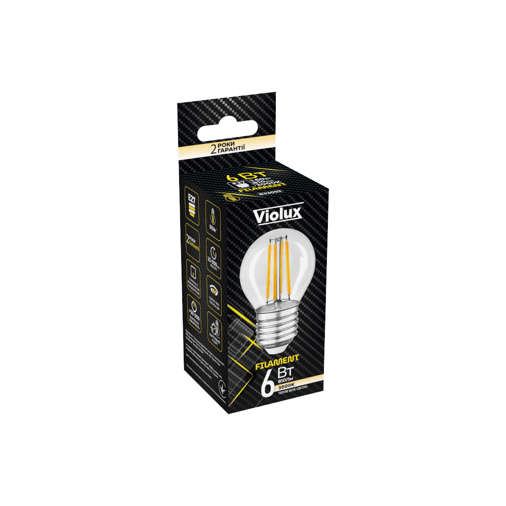 Лампа LED FILAMENT G45 6W E27 3000K VIOLUX ( 832053 )