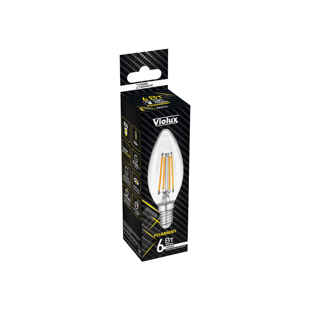 Лампа LED FILAMENT С37 4W E14 4000K VIOLUX ( 833014 )