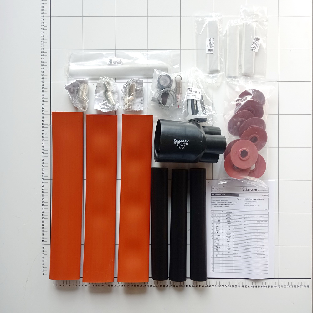 Муфта кінцева внутрішня 24кВ СПЕ 3х(70-240) з наконечниками CHE-3F Cellpack ( 427417 )