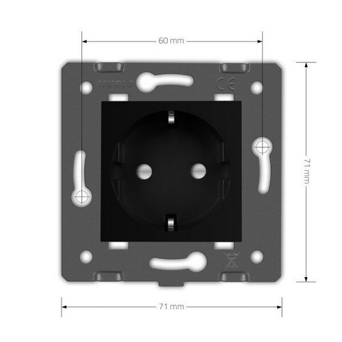 Розетка Livolo чорна 1-а з заземленням без рамки ( C7-C1EU-12 )