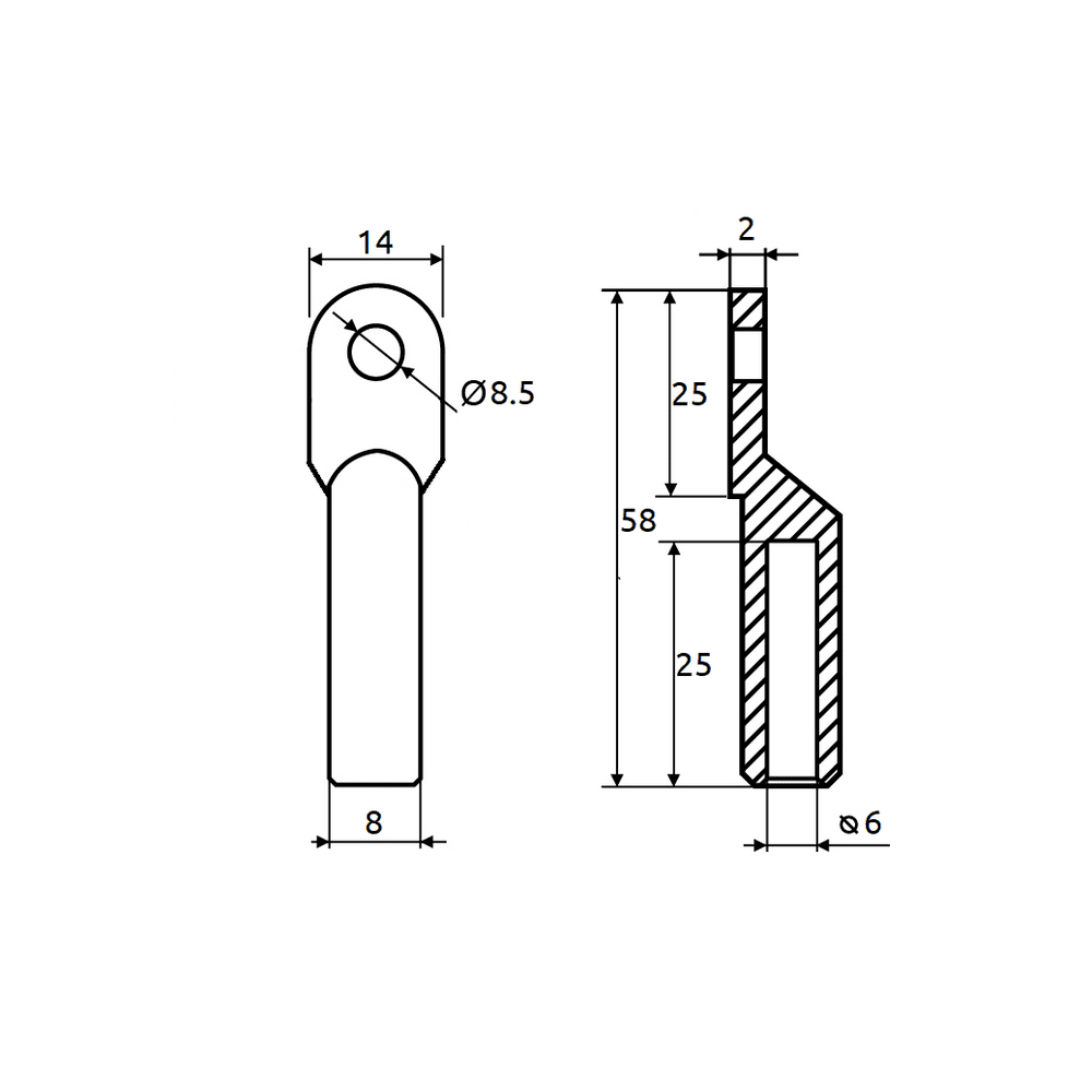 Наконечник медный DT 010 Промфактор ( CL/CR-10-8 )