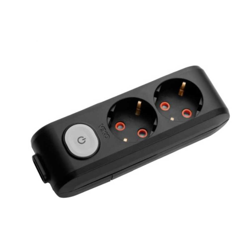 Колодка VIKO Multi-Let 2-на с заземлением с выключателем черная ( 90138200 )