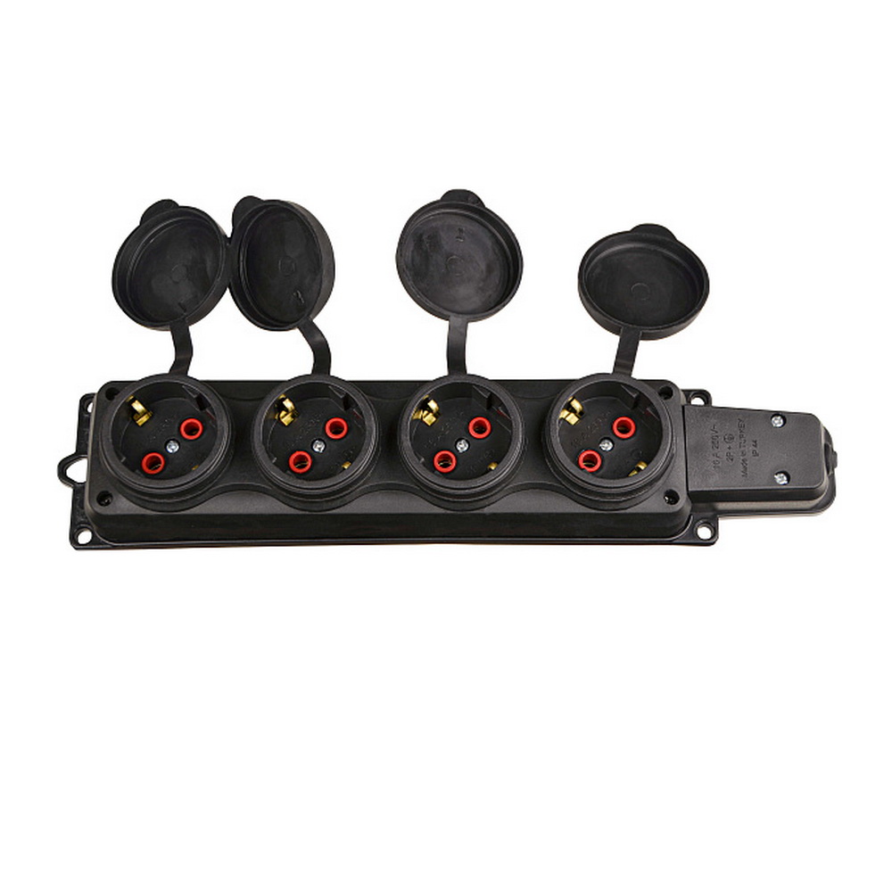 Розетка каучук АСКО 16А четырехместная с крышкой IP44 ( A0250010010 )