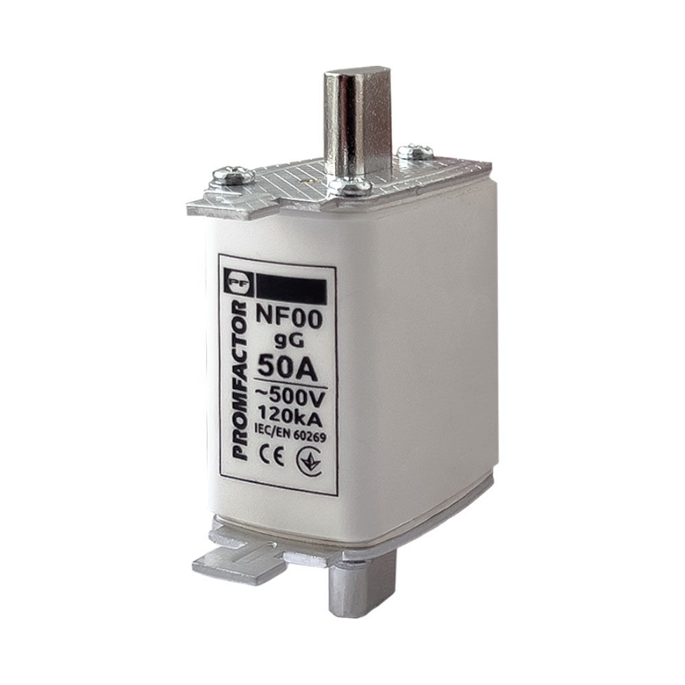 Запобіжник NF00.50A 500V 120kA Промфактор ( NF0050 ) Запобіжник NF00.50A 500V 120kA Промфактор ( NF0050 )