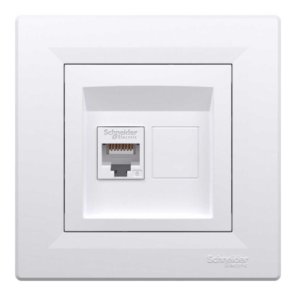 Розетка Schneider Asfora біла комп'ютерна RJ45 Cat.6 з рамкою ( EPH4700121 ) Розетка Schneider Asfora біла комп'ютерна RJ45 Cat.6 з рамкою ( EPH4700121 )