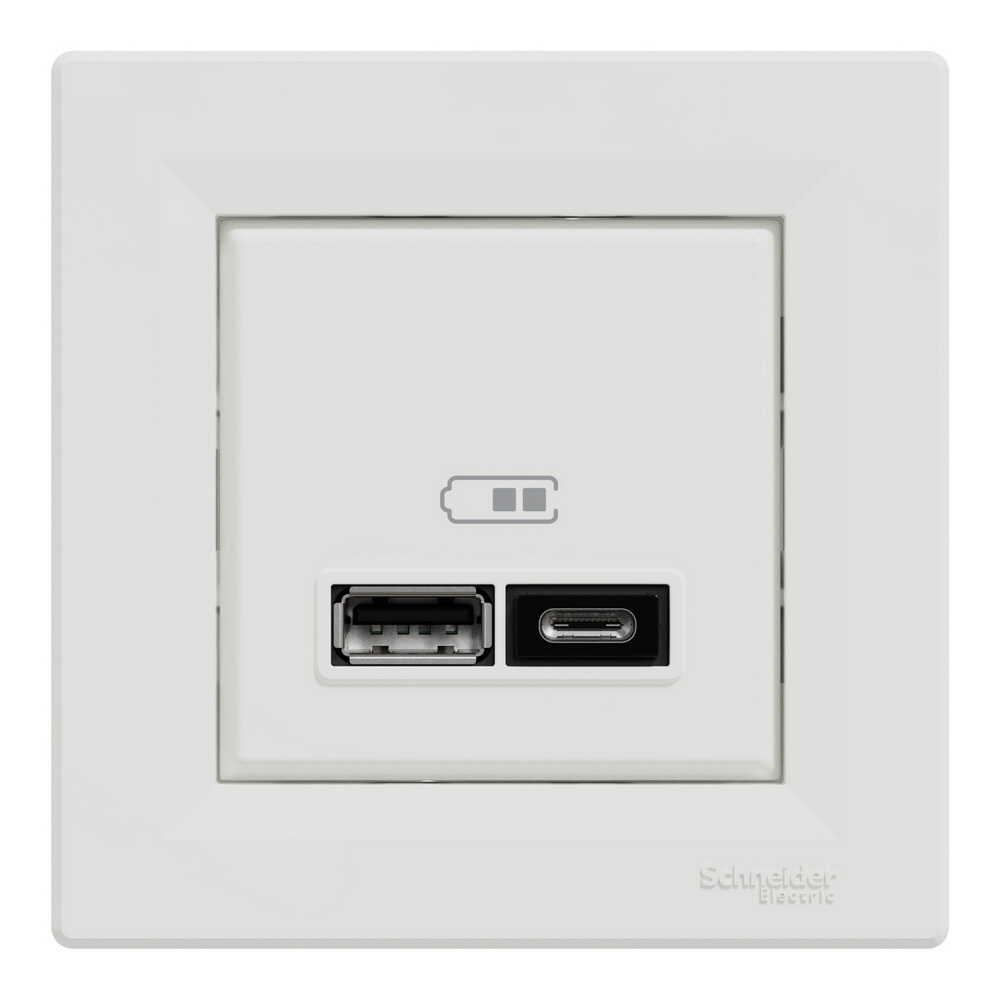 Розетка Schneider Asfora біла USB 2-а type A+C, 2.4A з рамкою ( EPH2700321 ) Розетка Schneider Asfora біла USB 2-а type A+C, 2.4A з рамкою ( EPH2700321 )