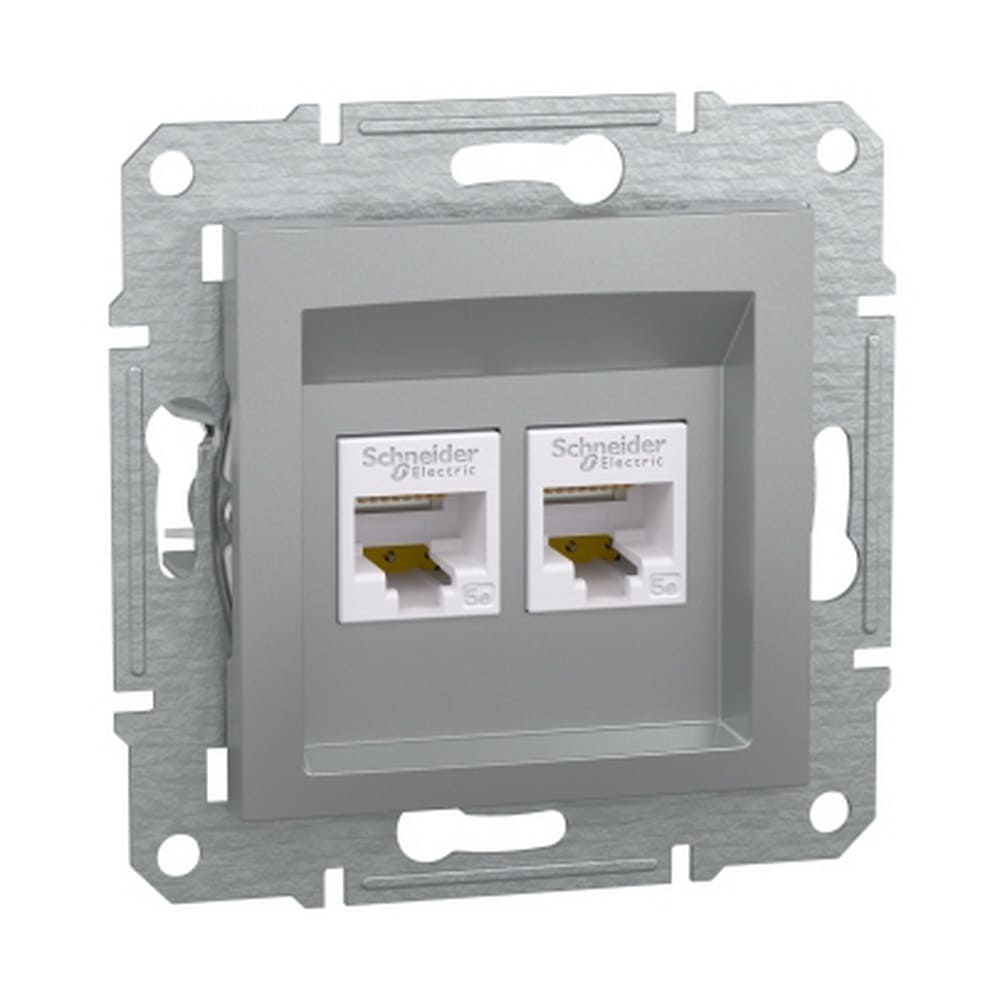 Розетка Schneider Asfora алюміній комп'ютерна RJ45 Cat.5E 2-на ( EPH4400161 )