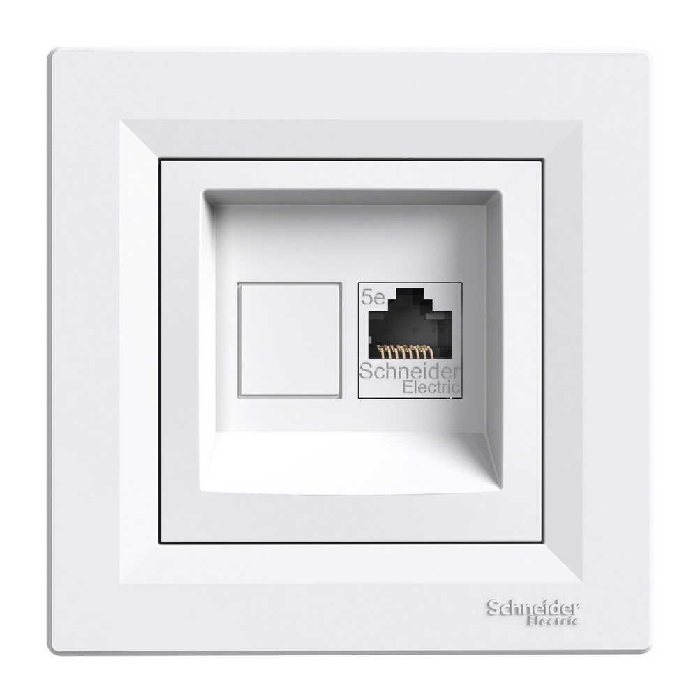 Розетка Schneider Asfora біла комп'ютерна RJ45 Cat. 5E з рамкою ( EPH4300121 )
