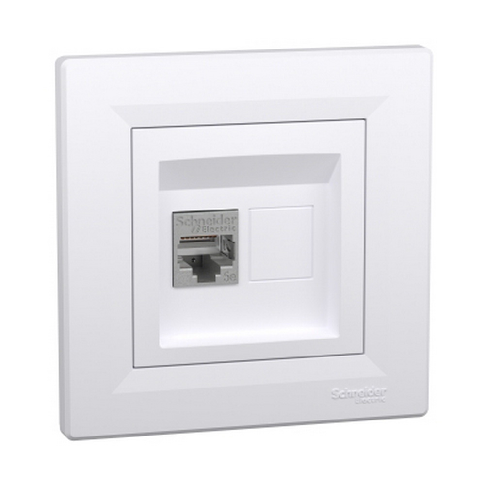 Розетка Schneider Asfora біла комп'ютерна RJ45 Cat.5E STP з рамкою ( EPH5000121 )