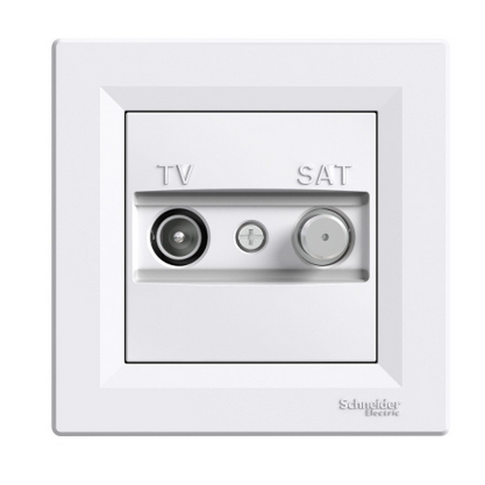 Розетка Schneider Asfora белая телевизионная TV-SAT 4dB проходная с рамкой ( EPH3400221 )