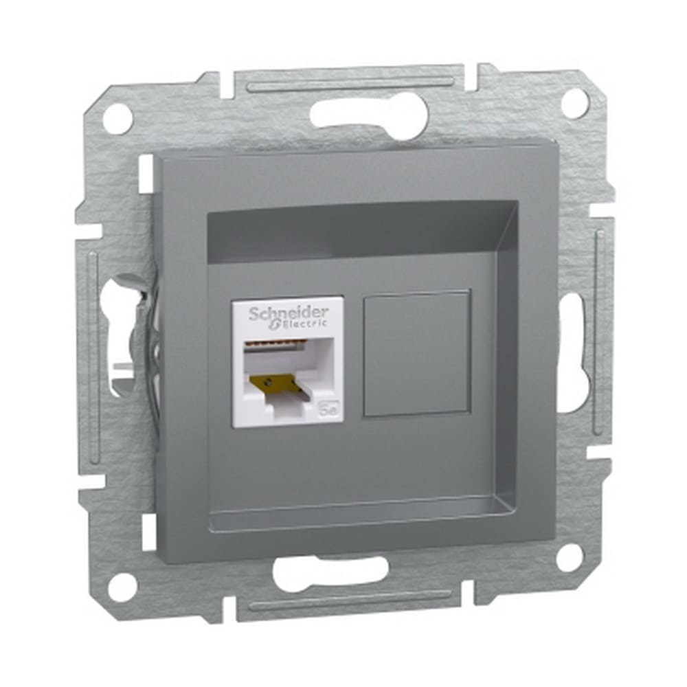 Розетка Schneider Asfora сталь комп'ютерна RJ45 Cat. 5E ( EPH4300162 )