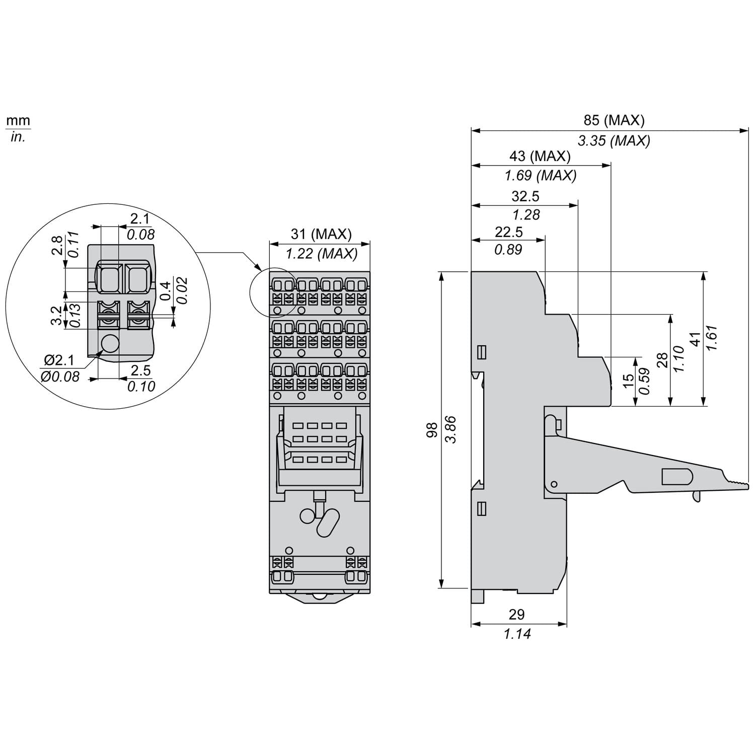 Колодка для реле RXM2 RXM4 Schneider ( RXZE14P )