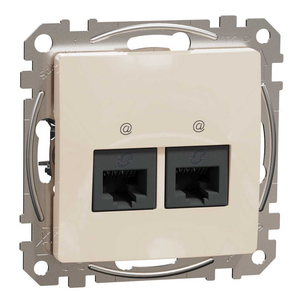 Розетка Schneider Sedna Design бежева комп'ютерна RJ45 Cat. 5e UTP 2-на ( SDD112452 )