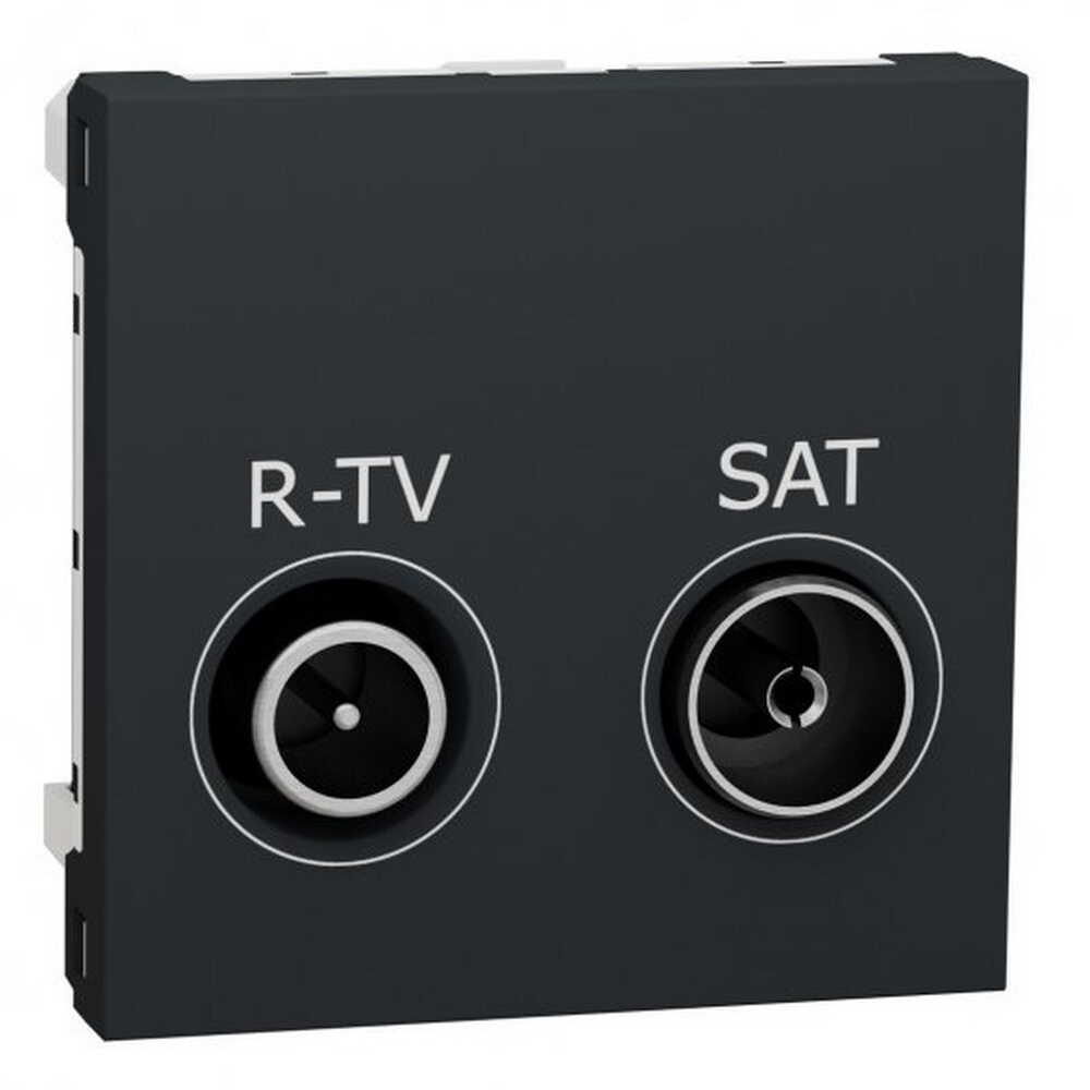 Розетка Schneider Unica NEW антрацит R-TV/SAT 2 модуля ( NU345454 )