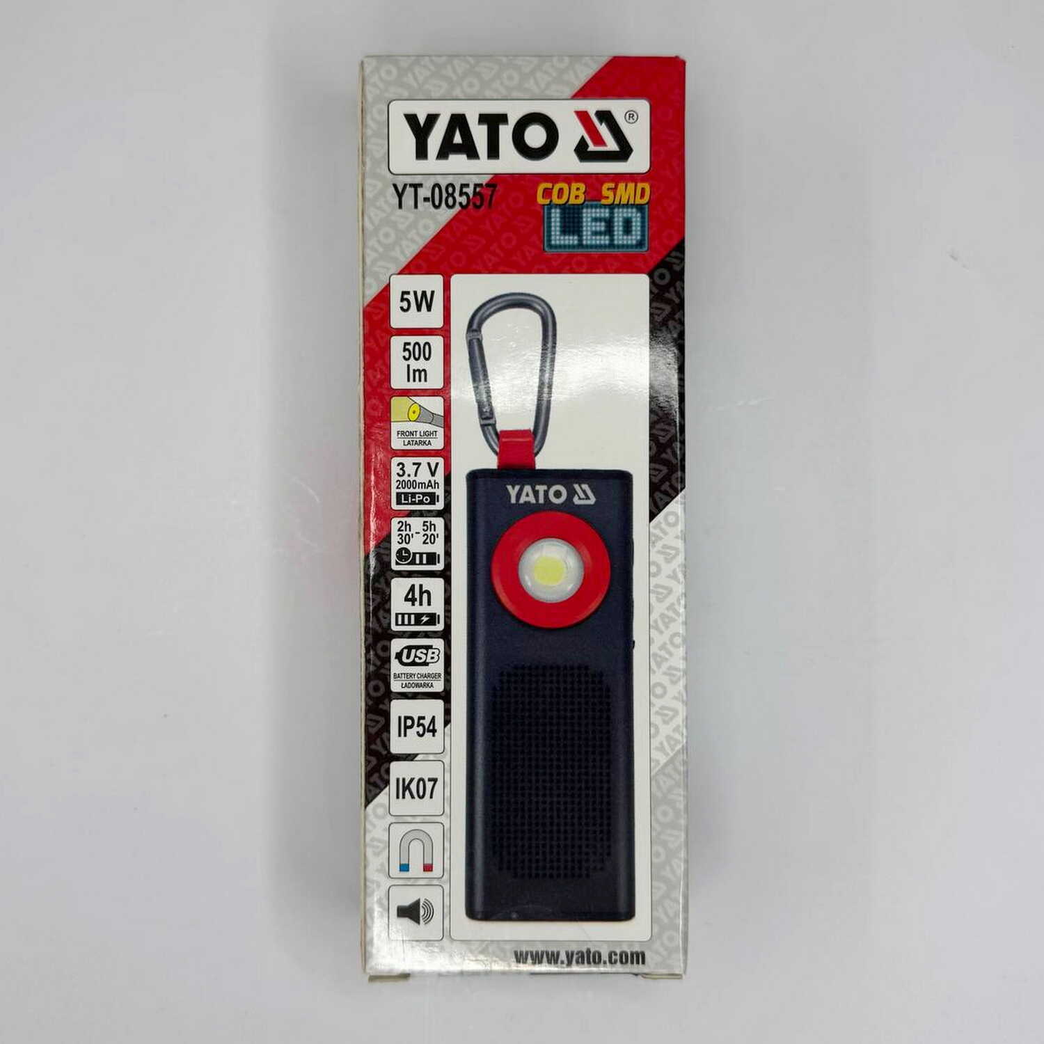 Ліхтарик YATO 3Вт 500Lm 2000мАг динамік ( YT-08557 ) Ліхтарик YATO 3Вт 500Lm 2000мАг динамік ( YT-08557 )