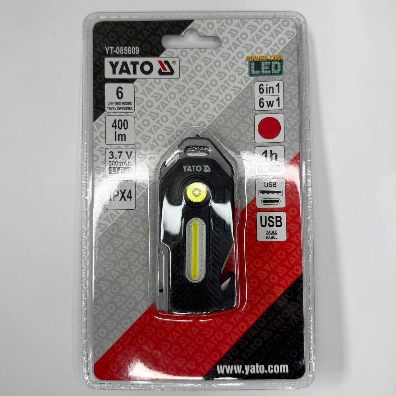 Ліхтарик YATO 3 Вт 400 Lm 300mAh IPX4 ( YT-085609 ) Ліхтарик YATO 3 Вт 400 Lm 300mAh IPX4 ( YT-085609 )