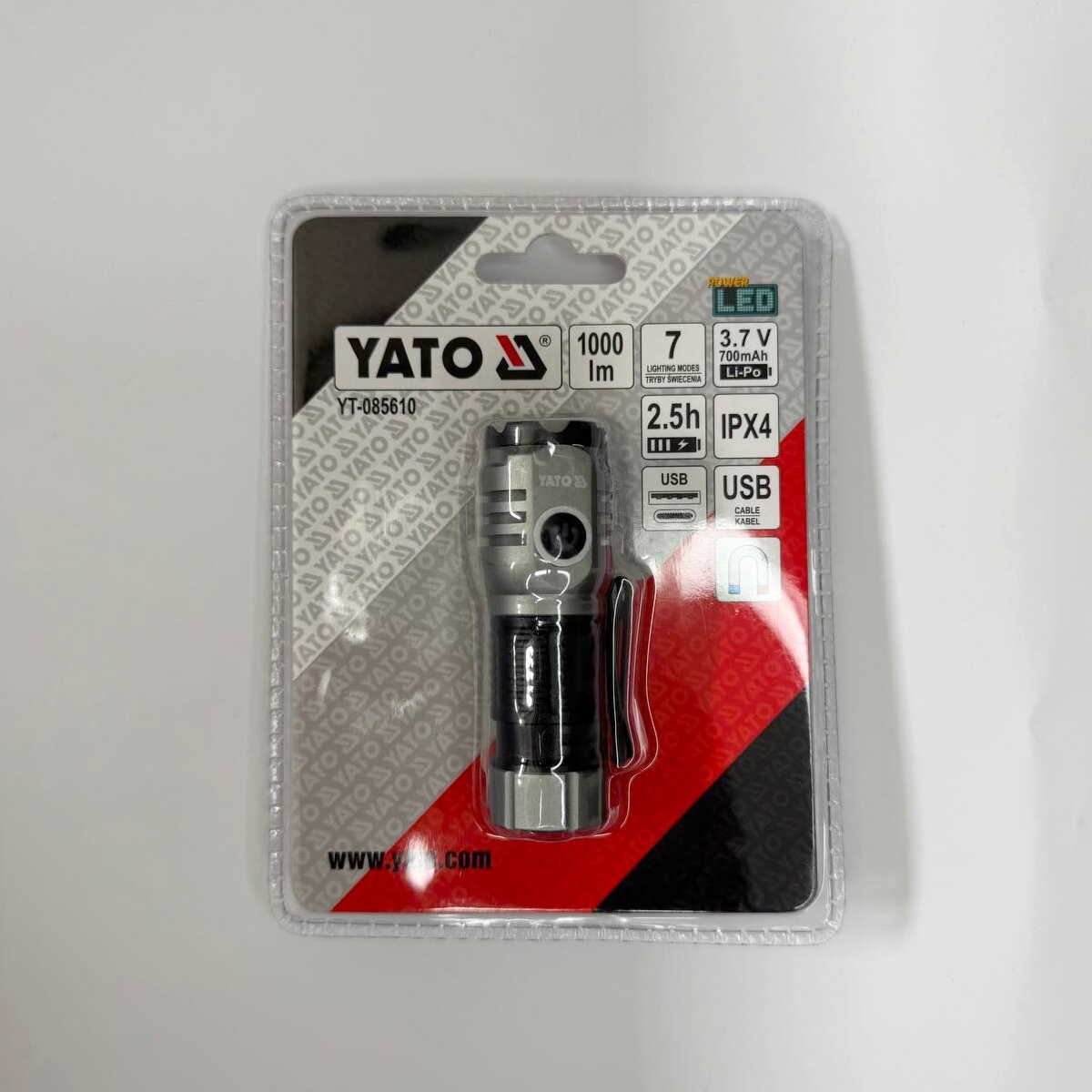 Ліхтарик YATO 10Вт 1000 Lm 700mAh IPX4 ( YT-085610 ) Ліхтарик YATO 10Вт 1000 Lm 700mAh IPX4 ( YT-085610 )