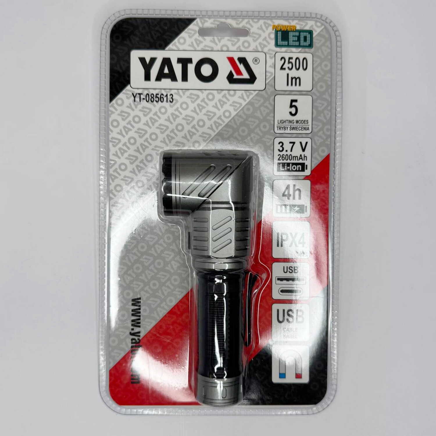Ліхтарик YATO 20Вт 2500 Lm 2500mAh IPX4 ( YT-085613 ) Ліхтарик YATO 20Вт 2500 Lm 2500mAh IPX4 ( YT-085613 )