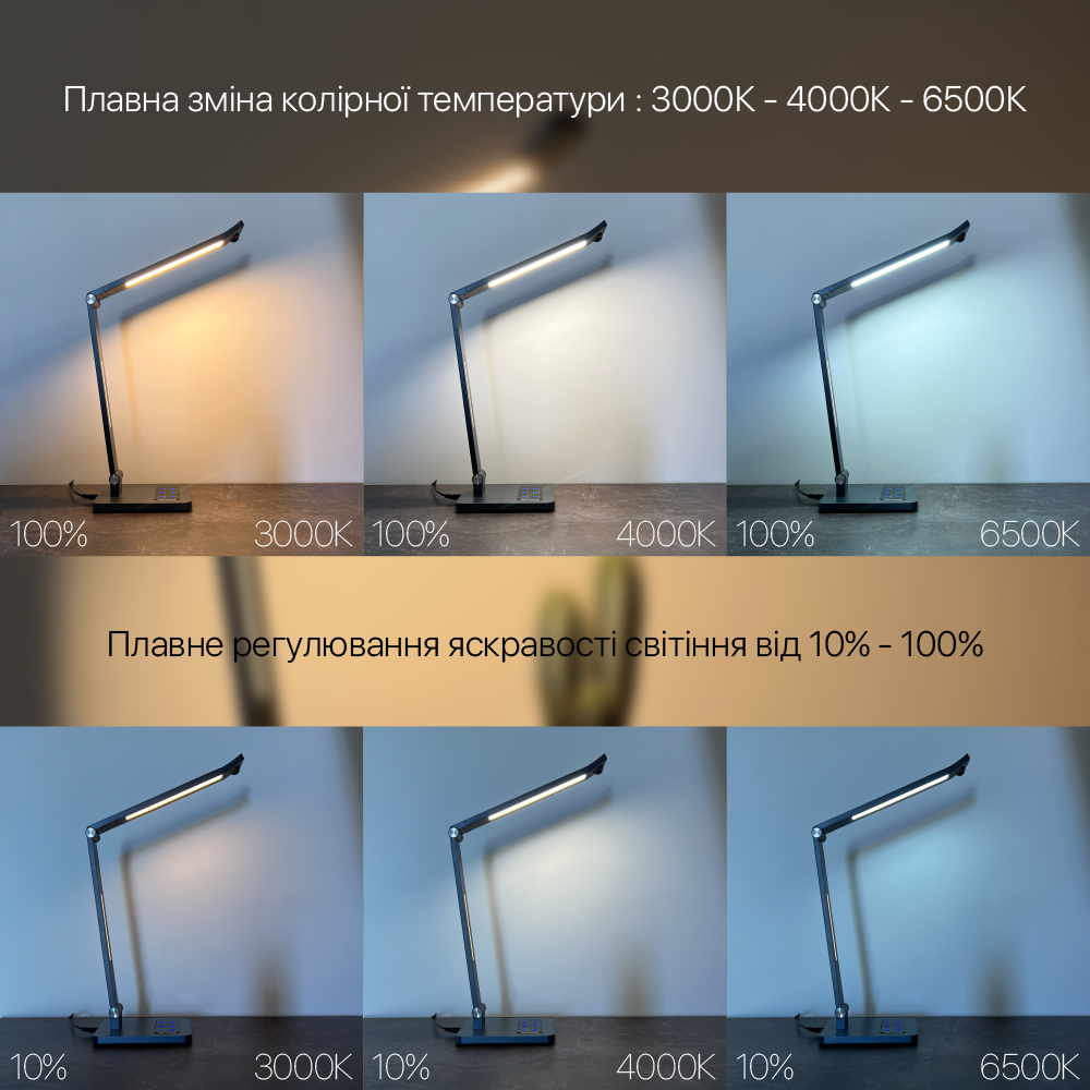 Світильник настільний LED HILTON 10W 3000-6500К чорний Violux ( 530104 )