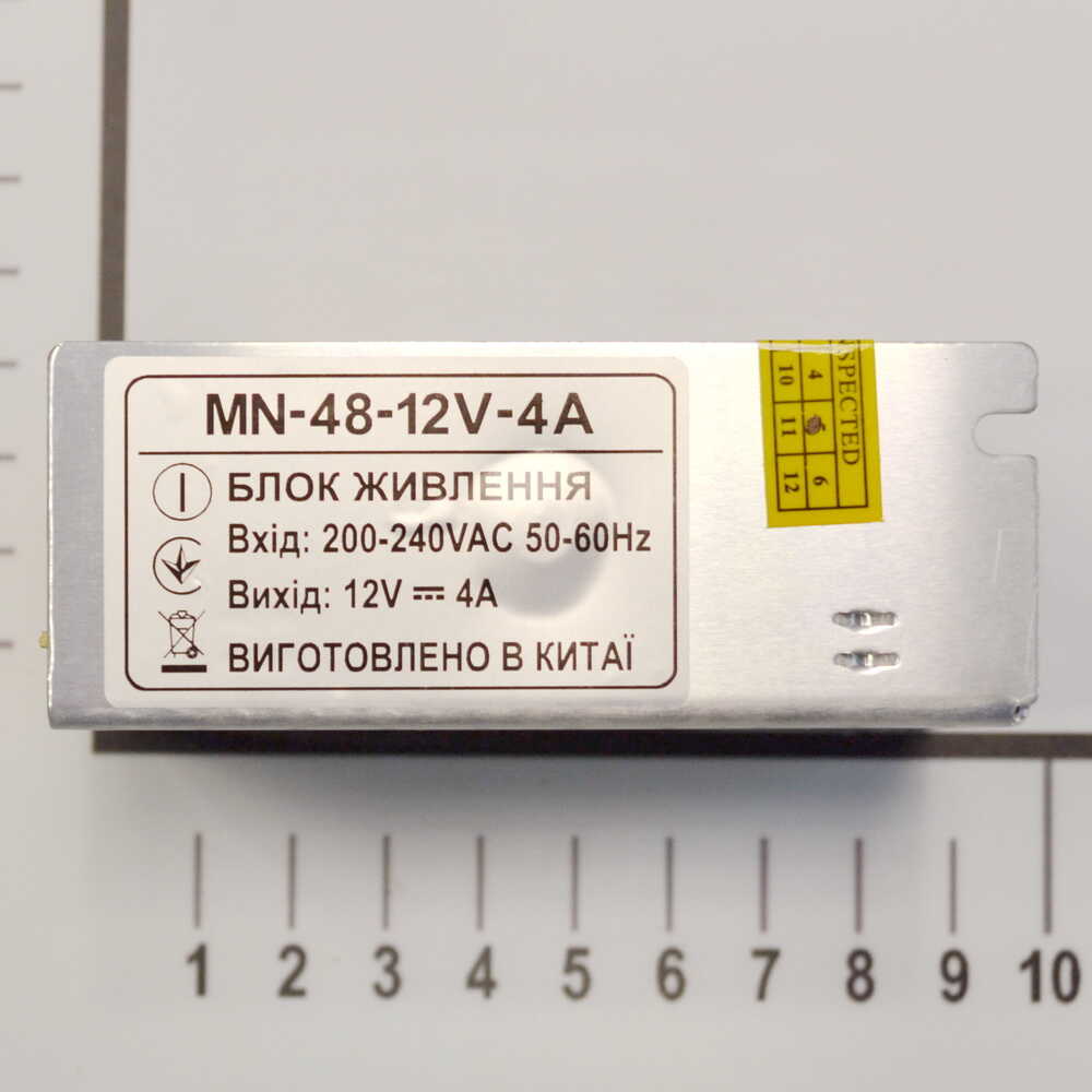 Блок живлення LED LIGHT 48W 220AC 12V DC IP20 відкритий ( MN-48-12V-4A )