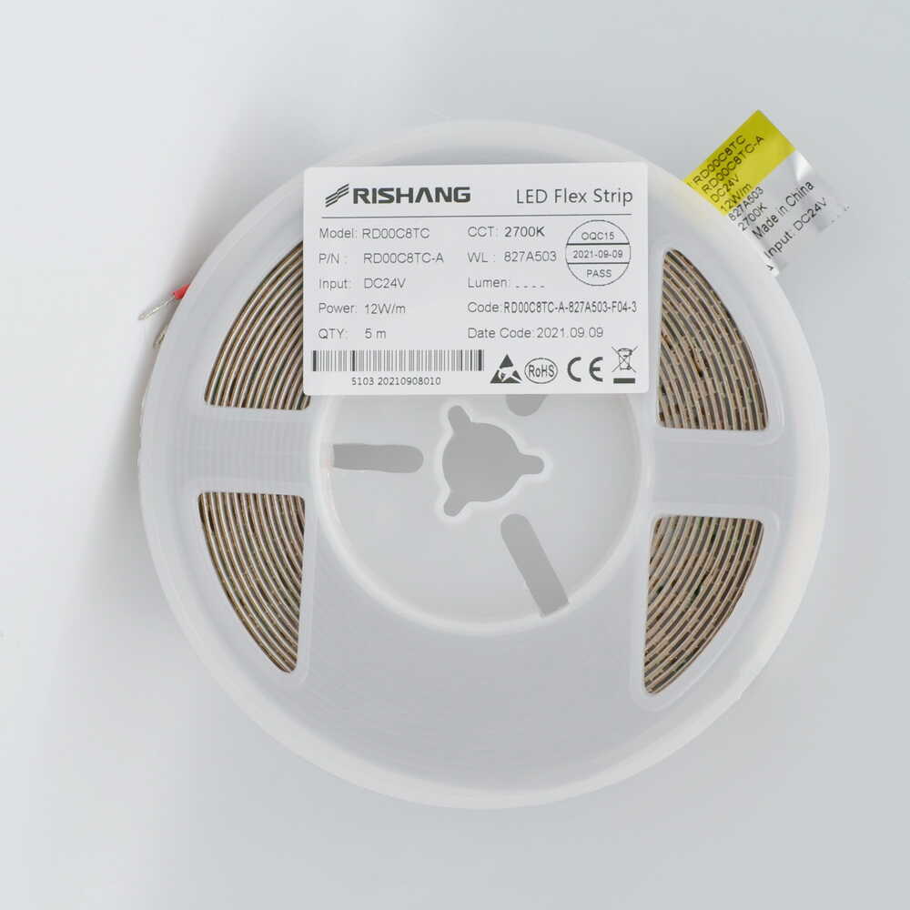 Cветодиодная лента RISHANG 24V 12W 2700K 128led IP33 CRI80 ( бухта 5м ) ( RD00C8TC-A )