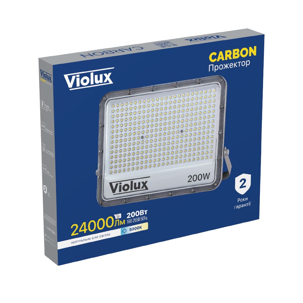 Прожектор LED Violux CARBON 200W 5000K 24000lm IP65 ( 400192 ) Прожектор LED Violux CARBON 200W 5000K 24000lm IP65 ( 400192 )