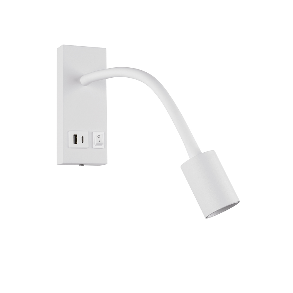 Світильник настінний Violux SNAKE USB+Type-C 5W 4200K 250Lm IP20 білий ( 552002 )