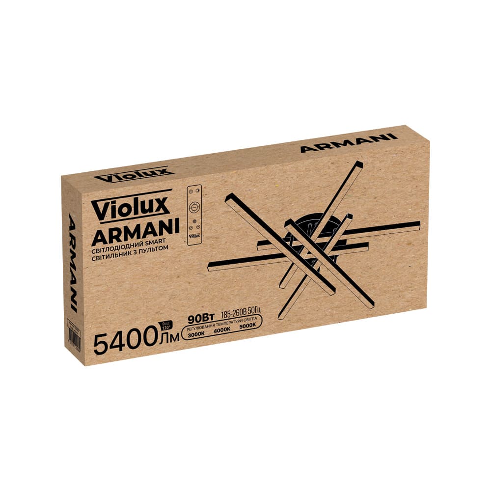 Светильник LED smart ARMANI​+пульт 90W 3000-5000K IP20 круг черный Violux ( 220935 )