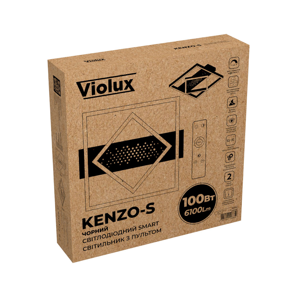 Світильник LED smart KENZO-S+пульт 100W 3000-5000K IP20 квадрат білий Violux ( 220675 )