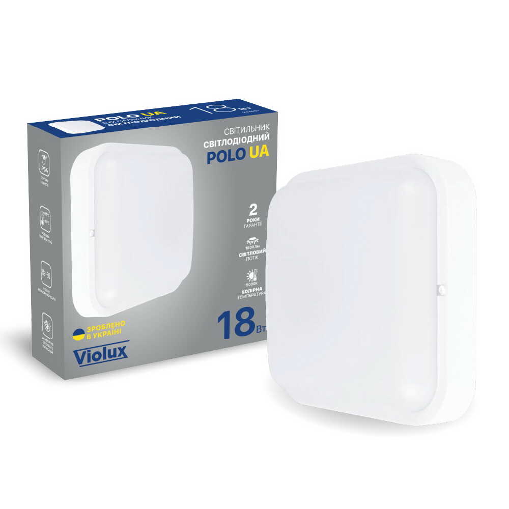 Світильник LED Violux ДББ POLO UA білий 18W 5000K IP54 картон ​( 253451​​ )