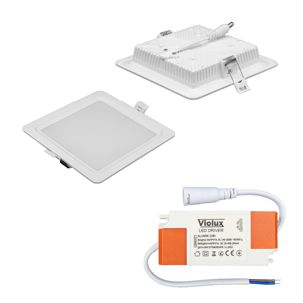 Светильник LED даунлайт Violux ALUMIN 12W 4200K квадрат IP20 ( 121270 )