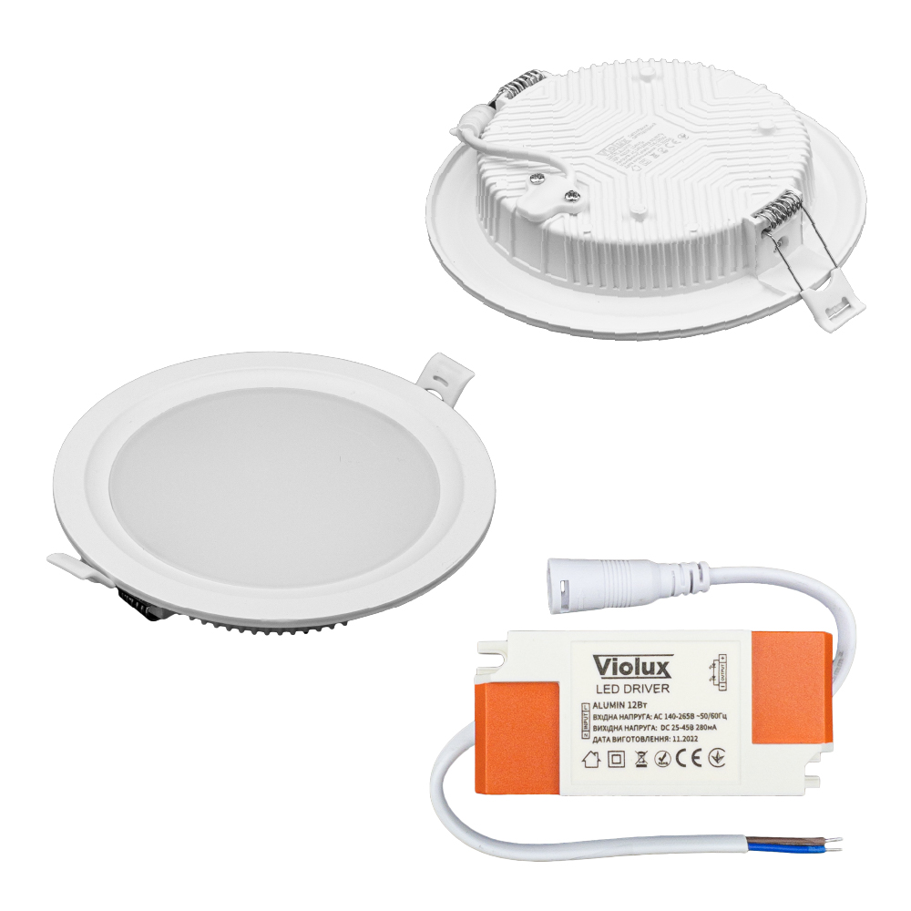 Светильник LED даунлайт Violux ALUMIN 12W 4200K круг IP20 ( 120170 )