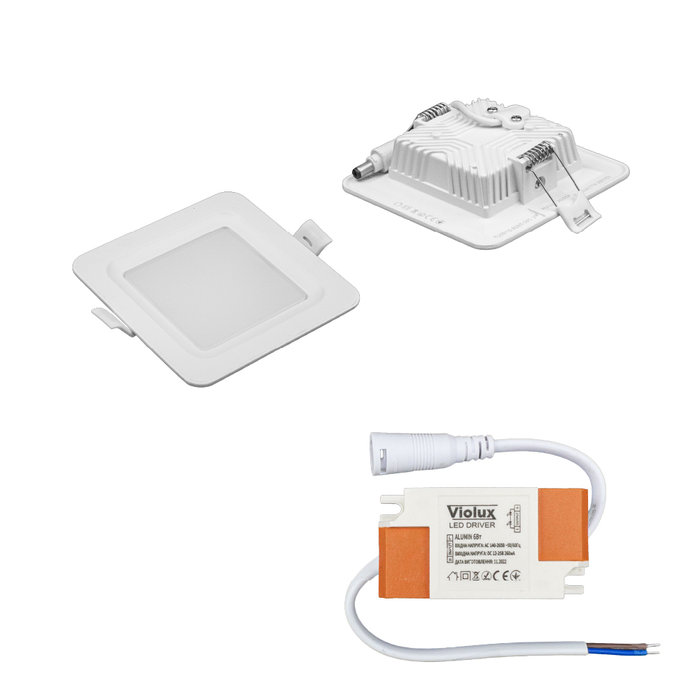 Светильник LED даунлайт Violux ALUMIN 6W 4200K квадрат IP20 ( 121250 )
