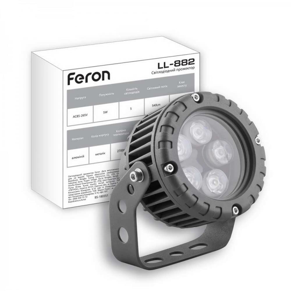 Світильник LED фасадний LL-882 5W 2700K 310lm IP65 Feron ( 32138 ) Світильник LED фасадний LL-882 5W 2700K 310lm IP65 Feron ( 32138 )