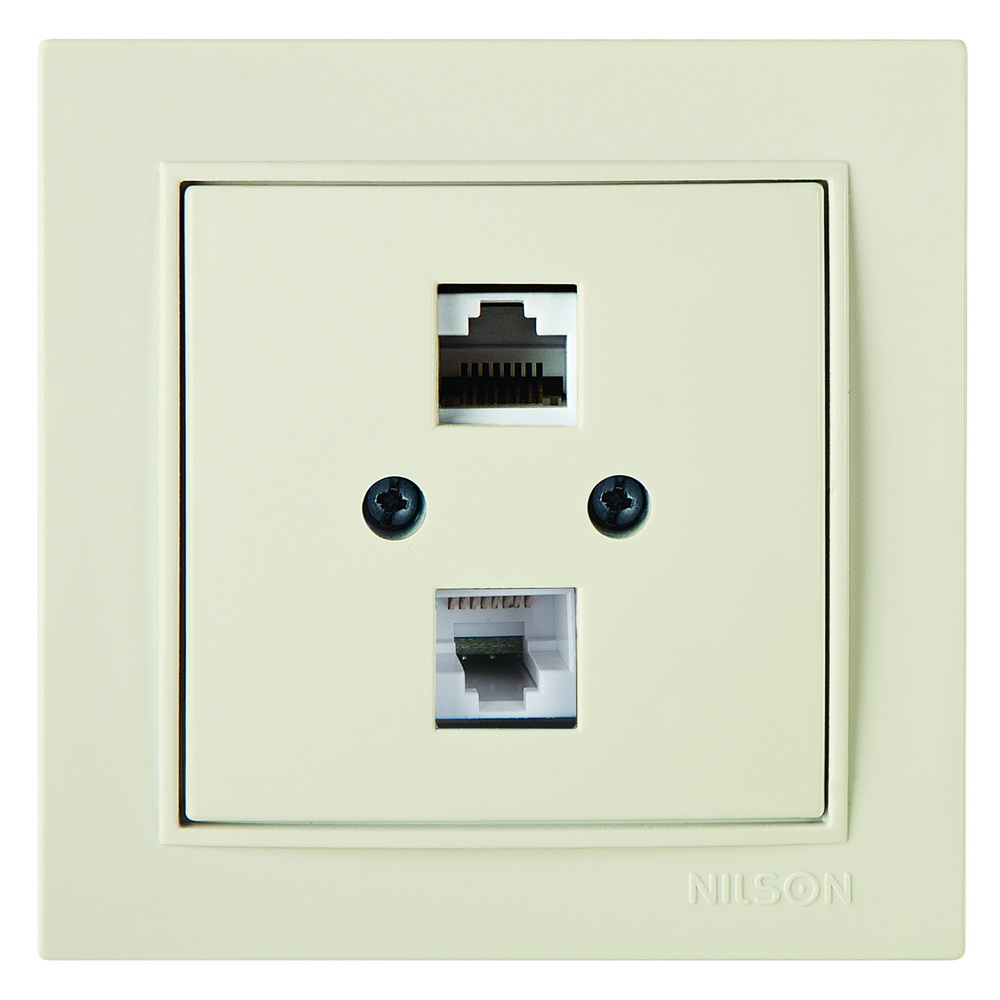 Розетка Nilson Thor кремова комп'ютерна 2-на CAT6e RJ45 (27121047)