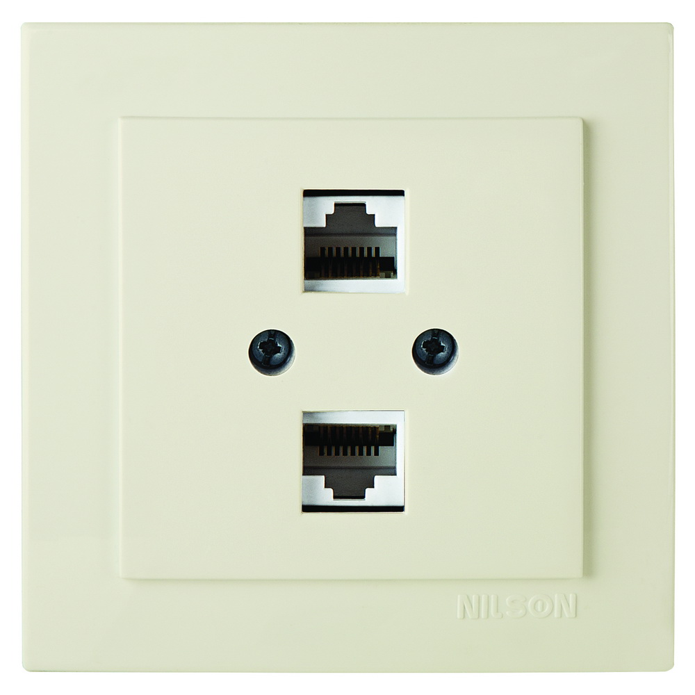 Розетка Nilson Touran кремова комп'ютерна 2-на CAT5e RJ45 ( 24121046 )