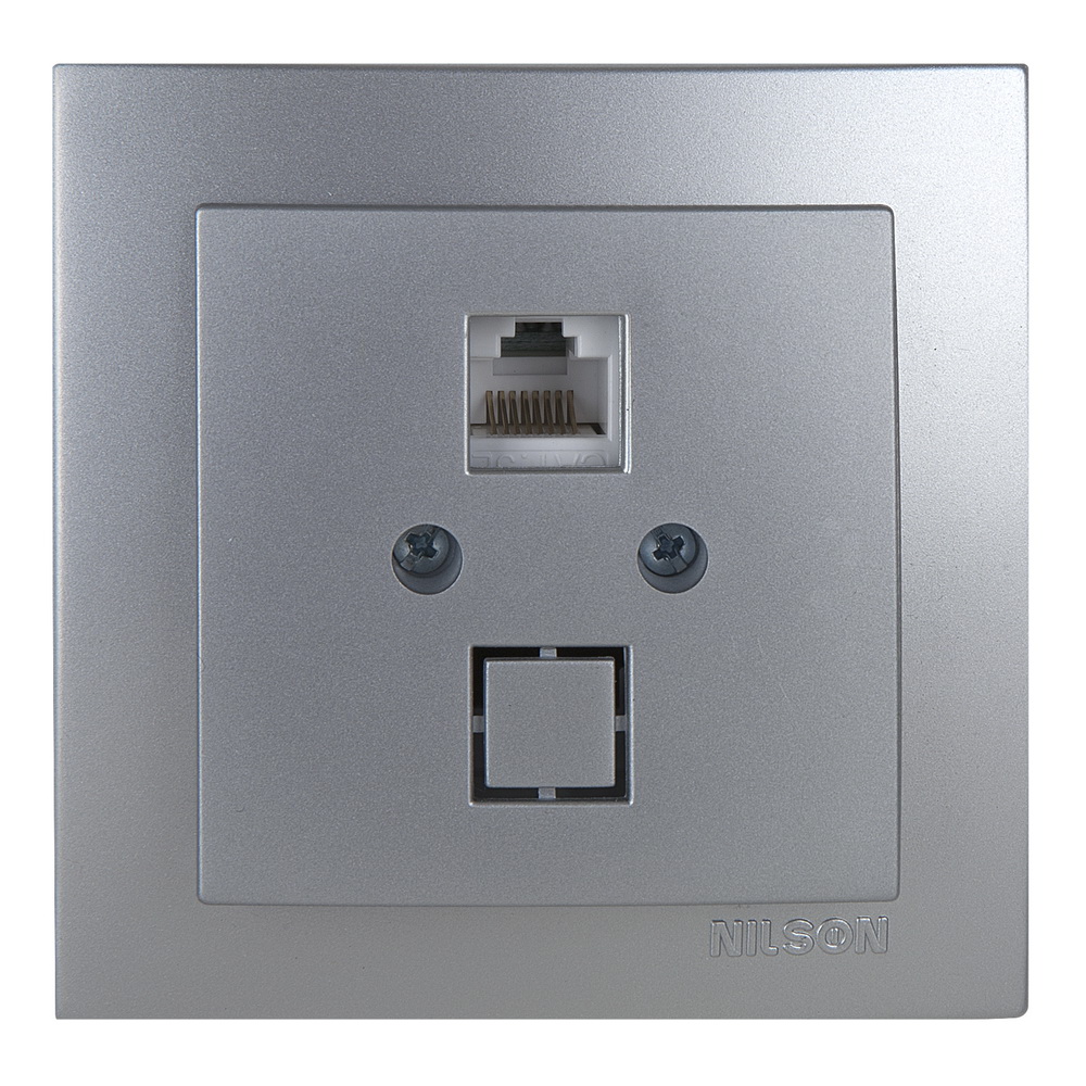 Розетка Nilson Touran срібло комп'ютерна CAT6e RJ45 ( 24131045 ) Розетка Nilson Touran срібло комп'ютерна CAT6e RJ45 ( 24131045 )