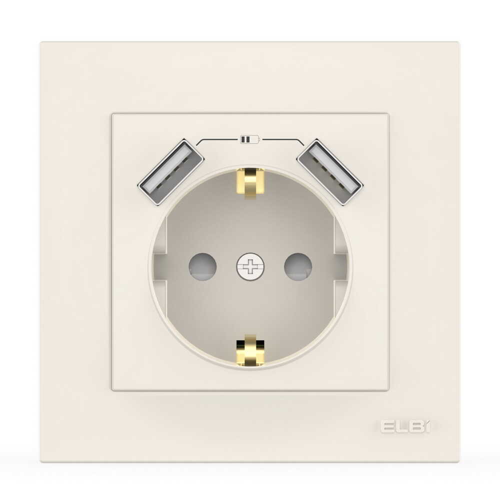 Розетка EL-BI VEGA біла 1-на з заземленням + 2USB ( 510-010200-317 ) Розетка EL-BI VEGA біла 1-на з заземленням + 2USB ( 510-010200-317 )
