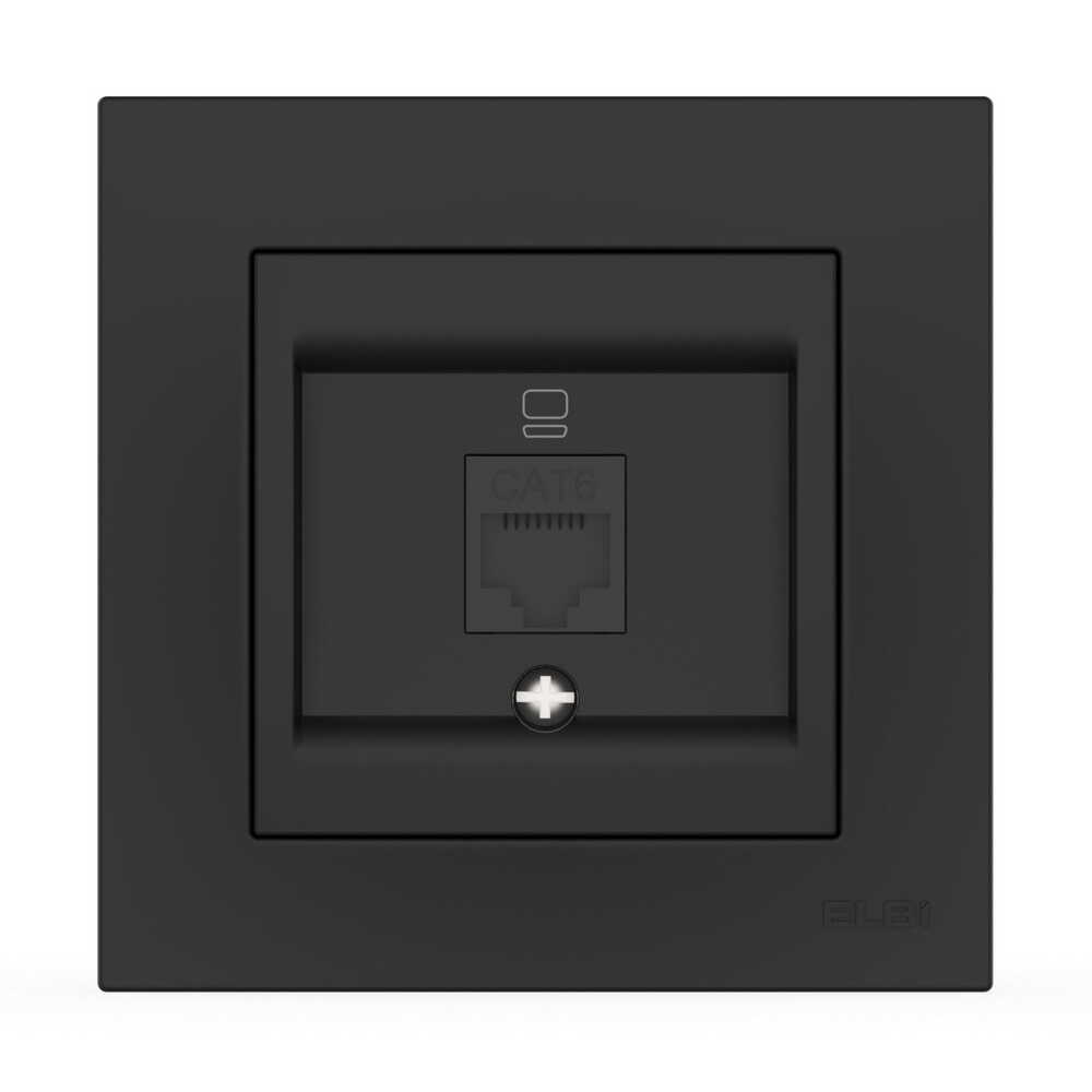 Розетка EL-BI VEGA черная мат компьютерная 1-я CAT6 RJ45 ( 510-014800-247 )