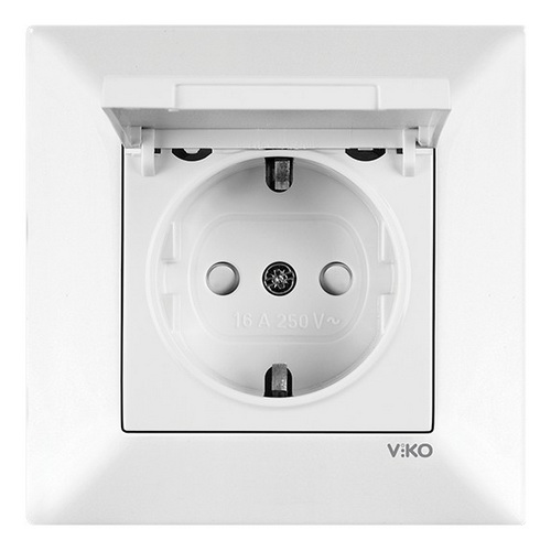 Розетка VI-KO Meridian біла 1-на з заземленням з кришкою ( 90970012-WH )