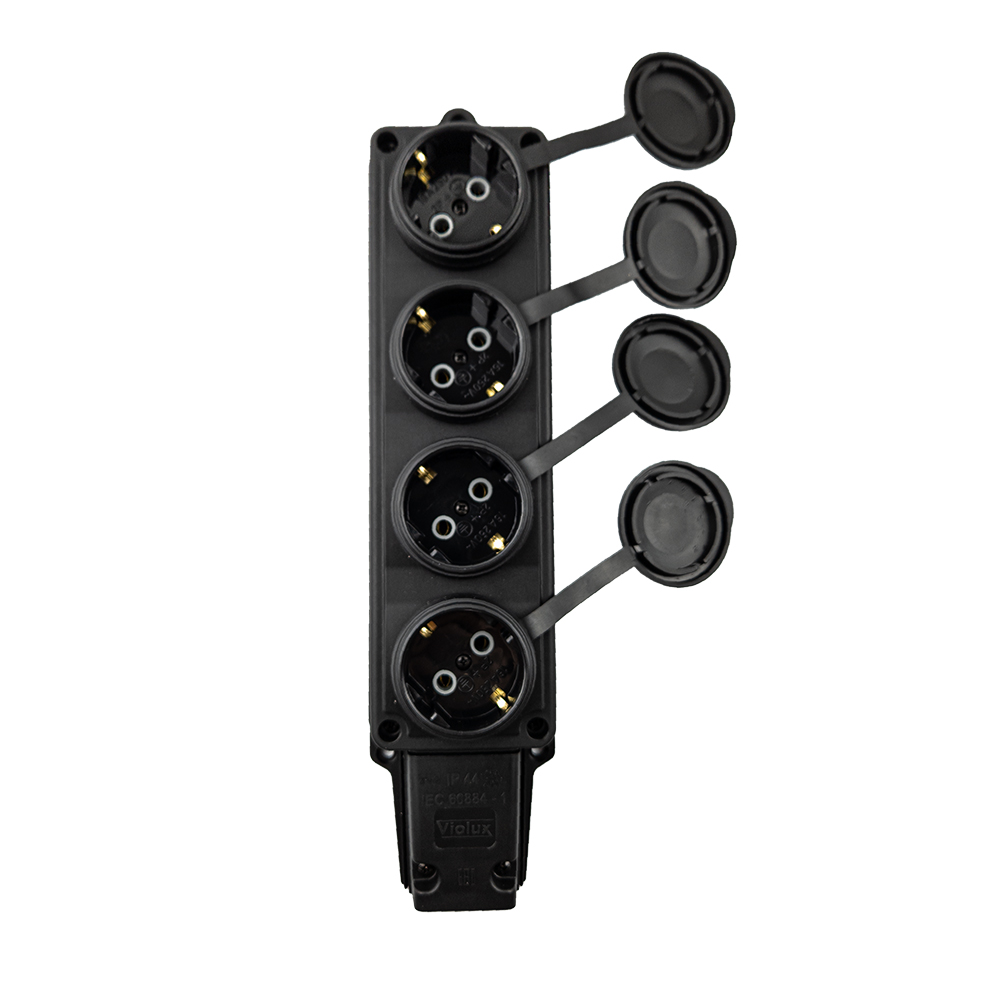 Колодка Violux каучук настінна 4-на з заземленням з кришкою IP44 ( 930730 ) Колодка Violux каучук настінна 4-на з заземленням з кришкою IP44 ( 930730 )