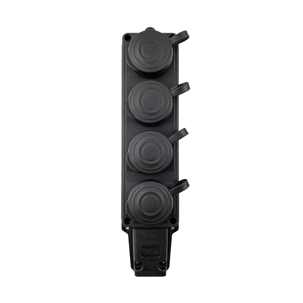 Колодка Violux каучук настінна 4-на з заземленням з кришкою IP44 ( 930730 ) Колодка Violux каучук настінна 4-на з заземленням з кришкою IP44 ( 930730 )