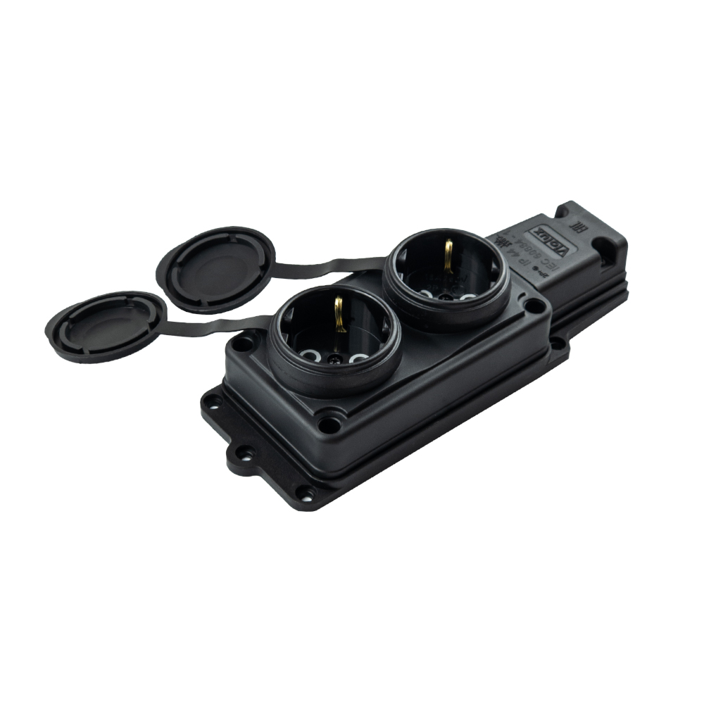 Колодка Violux каучук настінна 2-на з заземленням з кришкою IP44 ( 930650 ) Колодка Violux каучук настінна 2-на з заземленням з кришкою IP44 ( 930650 )