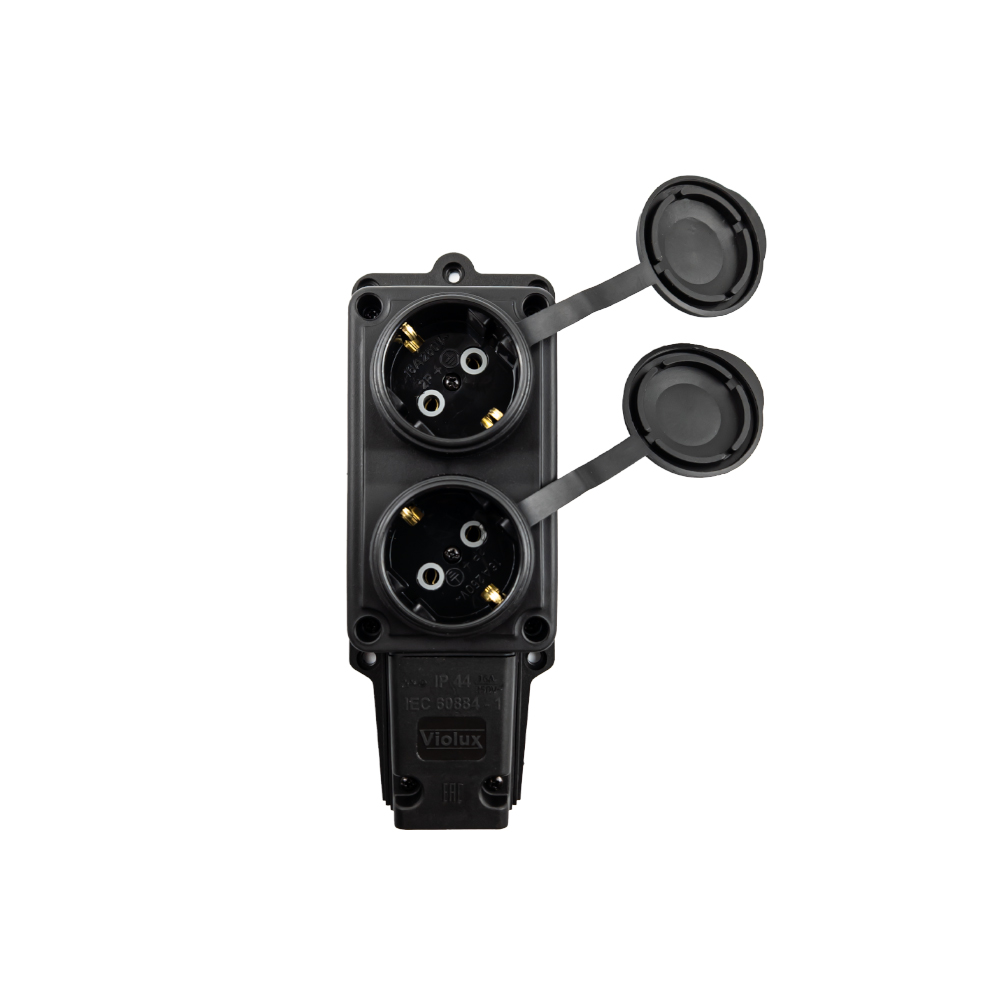 Колодка Violux каучук настінна 2-на з заземленням з кришкою IP44 ( 930650 ) Колодка Violux каучук настінна 2-на з заземленням з кришкою IP44 ( 930650 )