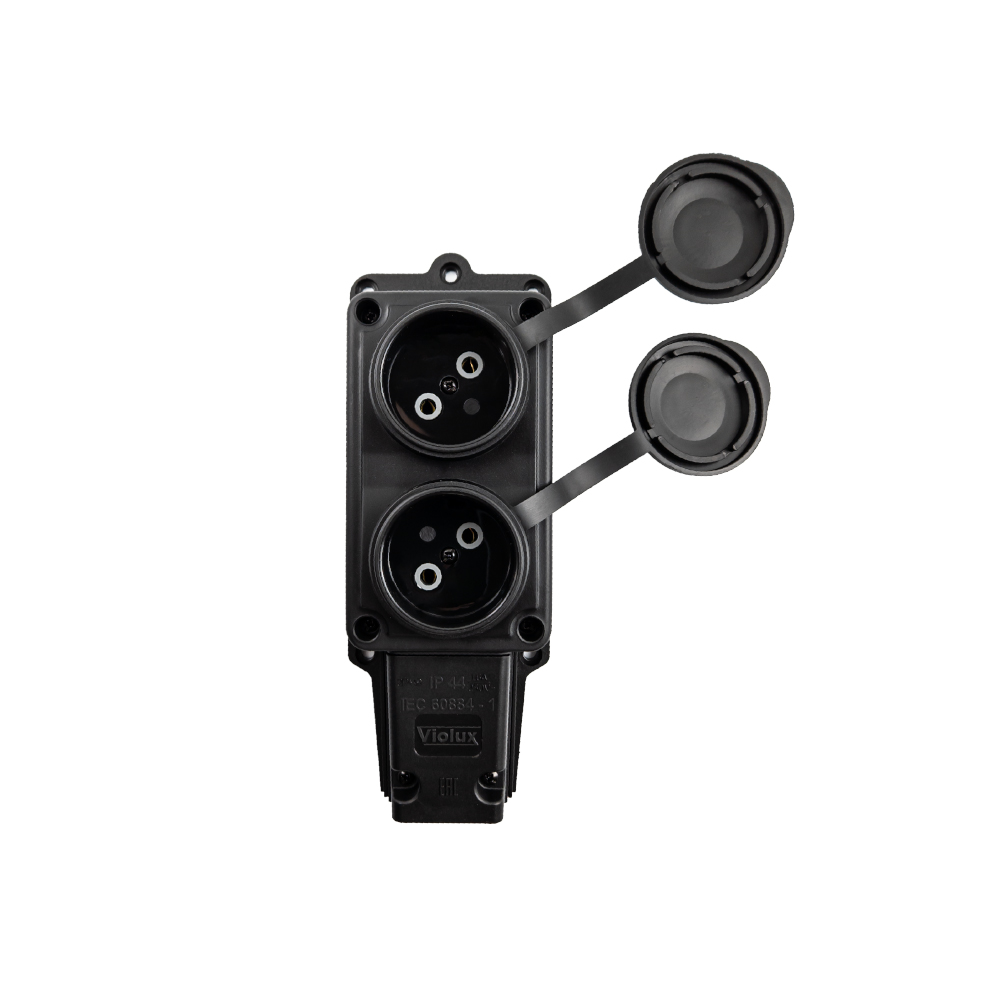 Колодка Violux каучук настінна 2-на без заземлення з кришкою IP44 ( 930700 ) Колодка Violux каучук настінна 2-на без заземлення з кришкою IP44 ( 930700 )