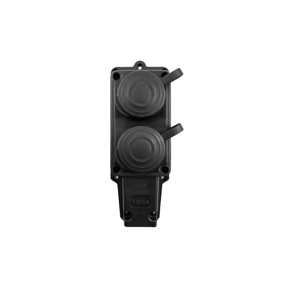 Колодка Violux каучук настінна 2-на без заземлення з кришкою IP44 ( 930700 ) Колодка Violux каучук настінна 2-на без заземлення з кришкою IP44 ( 930700 )