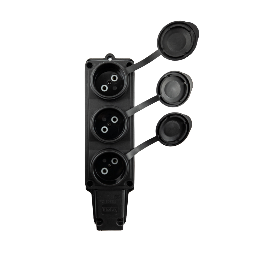 Колодка Violux каучук настінна 3-на без заземлення з кришкою IP44 ( 930710 ) Колодка Violux каучук настінна 3-на без заземлення з кришкою IP44 ( 930710 )