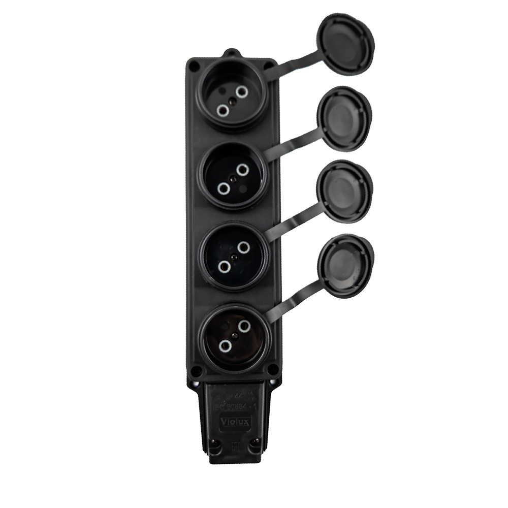Колодка Violux каучук настенная 4-ная без заземления с крышкой IP44 ( 930720 ) Колодка Violux каучук настенная 4-ная без заземления с крышкой IP44 ( 930720 )